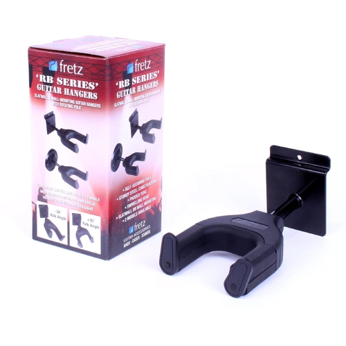 Fretz Short Self-Securing Slatwall Guitar Hanger Black