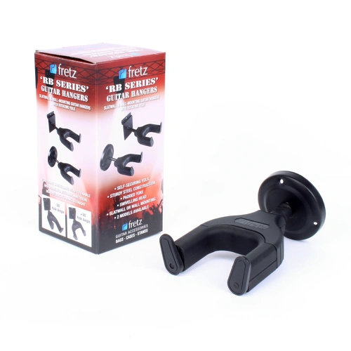 Fretz Short Wall-Mounted Guitar Hanger with Padded Yoke and Swivel Head - Black