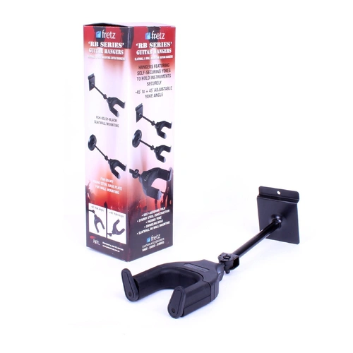 Fretz Long Self-Securing Slatwall Guitar Hanger - Black