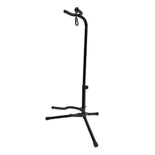 Fretz FGS-1-BLK Tubular Upright Guitar Stand - Adjustable Height, Non-Slip Rubber Feet, Neck Cradle, Keyhole-Locking Mechanism