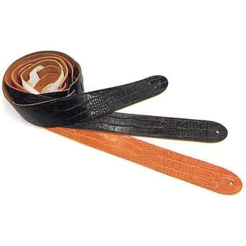Fretz Crocodile PU Leather Embossed Adjustable Guitar Strap - Black 2.5”