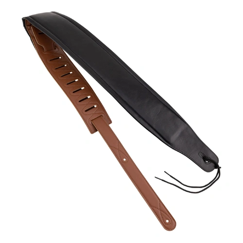 Fretz FGST-GL56 Padded Leather Adjustable Guitar Strap - Brown, 3.5" Wide, Up to 53" Length
