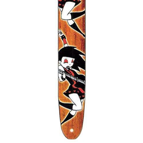 Fretz 'Goth' Adjustable 2.5” Printed Genuine Leather Guitar Strap