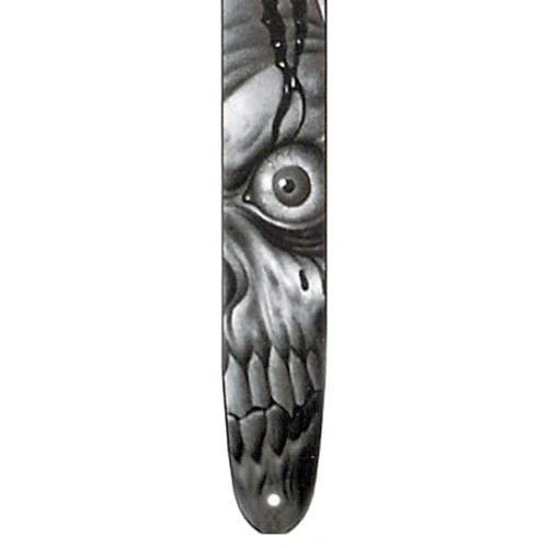 Fretz 'Goth' High Resolution Printed Leather Guitar Strap - Angry Skull, 2.5” Adjustable Genuine Leather
