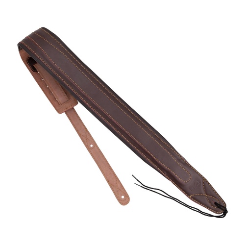 Fretz Thick Padded Layered Leather Adjustable Guitar Strap - Brown