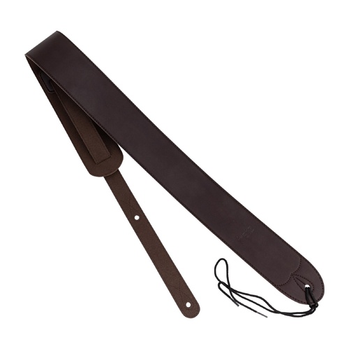 Fretz Adjustable Microfibre Leather and Suede Guitar Strap 2.5" Dark Brown
