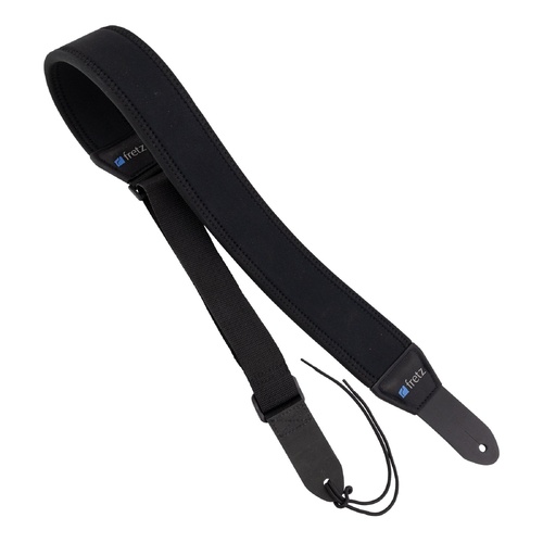 Fretz FGST-NEO Adjustable Neoprene Guitar Strap, 2.5" Wide, Black, Up to 53" Length