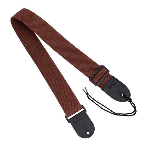 Fretz Adjustable 2" Polypropylene Guitar Strap - Brown with Black Leather Ends