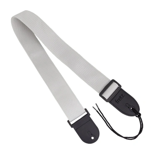 Fretz Adjustable 2" Polypropylene Guitar Strap with Black Leather Ends - Grey