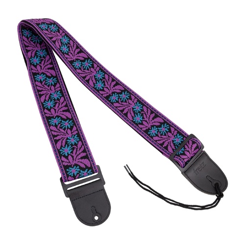 Fretz Woven Jacquard Guitar Strap - Iris, Adjustable Up to 57", 2.5" Wide with Microfiber Leather Ends