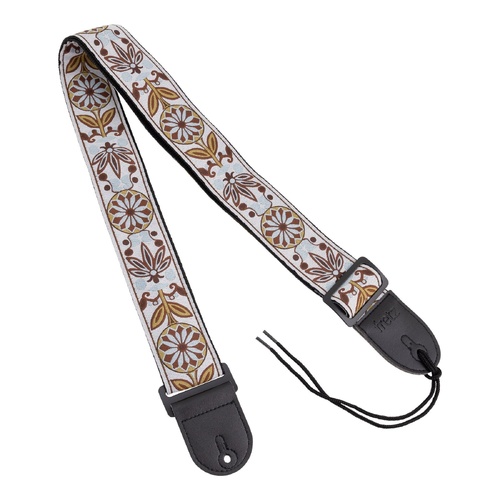 Fretz Woven Jacquard Polyester Guitar Strap with Microfiber Leather Ends - Harvest