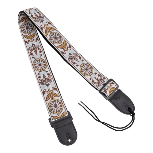 Fretz Woven Jacquard Polyester Guitar Strap with Microfiber Leather Ends, Adjustable Up to 57" - Harvest