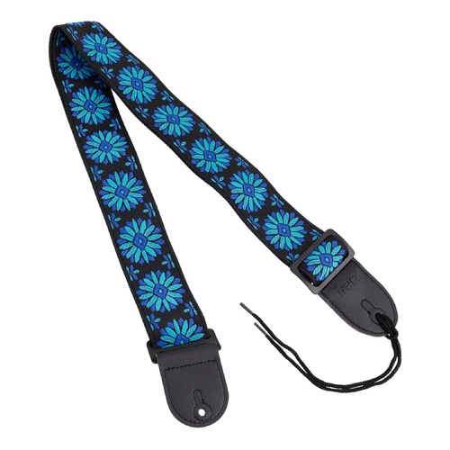 Fretz FGST-RETRO59 Woven Jacquard Polyester Guitar Strap - Cobalt, 2" Wide, Adjustable Up to 57"