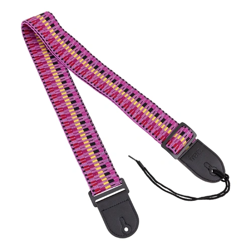 Fretz Woven Jacquard Guitar Strap - Magenta, 2" Wide, Adjustable up to 57" with Microfiber Leather Ends