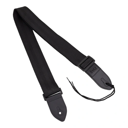 Fretz FGST-SB2 2" Adjustable Black Guitar Strap with Microfiber Leather Ends