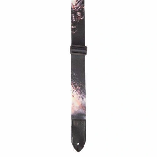 Fretz Polyester Printed Guitar Strap - Ghouly Skull, 2” Adjustable with Soft MF Leather Ends