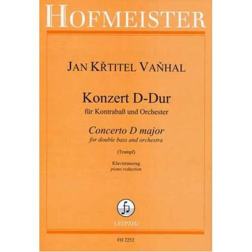 Concerto In D Major Double Bass/Piano Book
