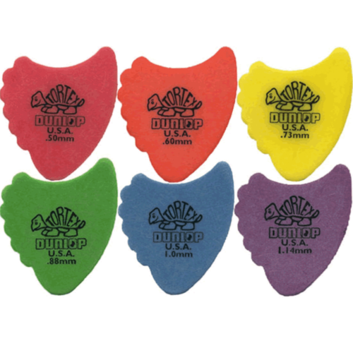 6 x Jim Dunlop Tortex Fins Variety Gauge Guitar Picks 414R Mixed