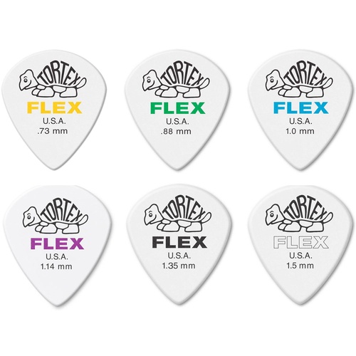 6 x Jim Dunlop Tortex Jazz III FLEX Variety Gauge Guitar Picks 468R Mixed