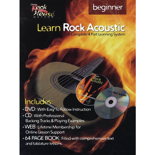 Learn Rock Acoustic Beginner Book/CD/DVD Book