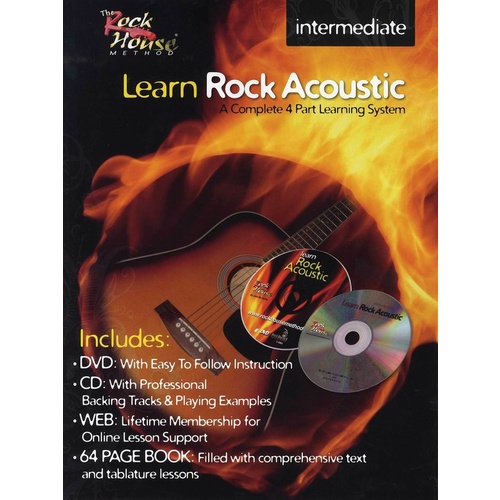 Learn Rock Acoustic Intermediate Book/CD DVD Guitar Book