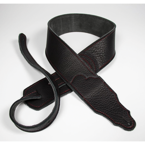 Franklin Original 2.5" Black Glove Leather Guitar Strap with Red Stitching