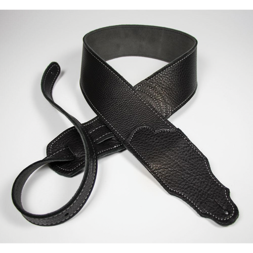 Franklin Original 2.5" Black Glove Leather Guitar Strap with Silver Stitching