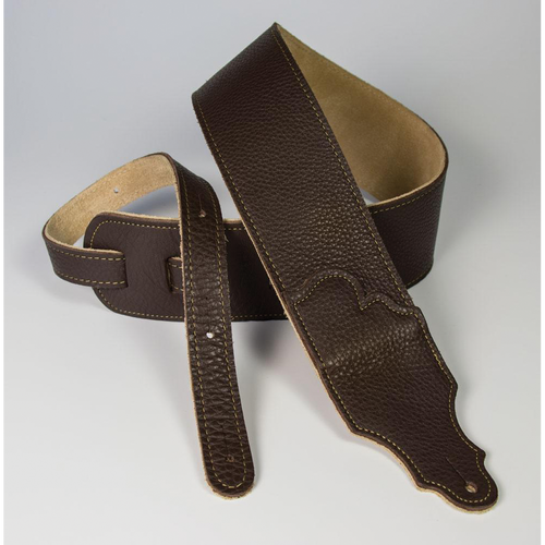 Franklin Original 2.5" Black Leather Guitar Strap with Gold Stitching