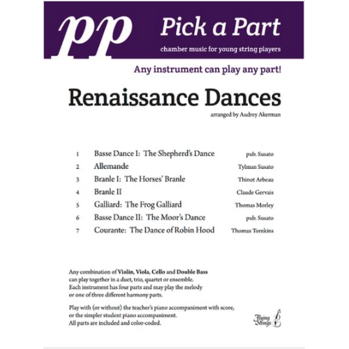 Renaissance Dances Pick-A-Part String Ensemble Sheet Music by Akerman