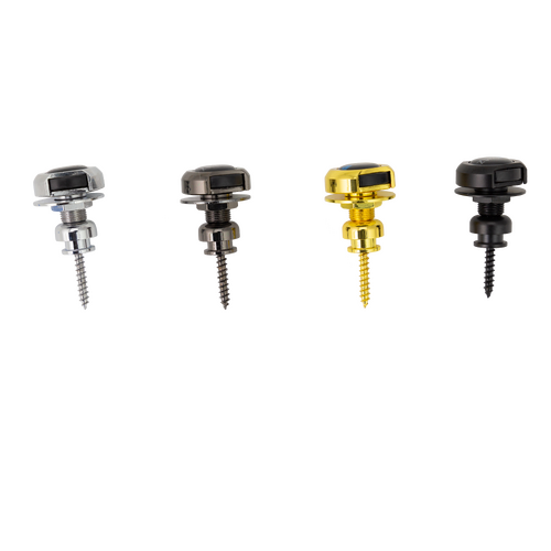 FRETZ Strap Lock Set - Gold, Durable Steel with Side-Release Mechanism, 360-Degree Rotation, Includes Buttons and Mounting Hardware