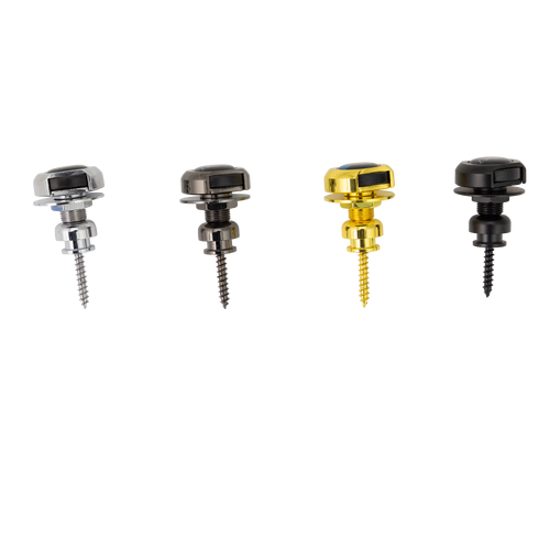 FRETZ Strap Lock Set - Satin Chrome, Durable Steel with 360-Degree Rotation and Side-Release Mechanism, Includes Mounting Hardware