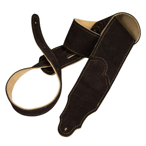 Franklin Original 2.5" Chocolate Suede Guitar Strap with Gold Stitching