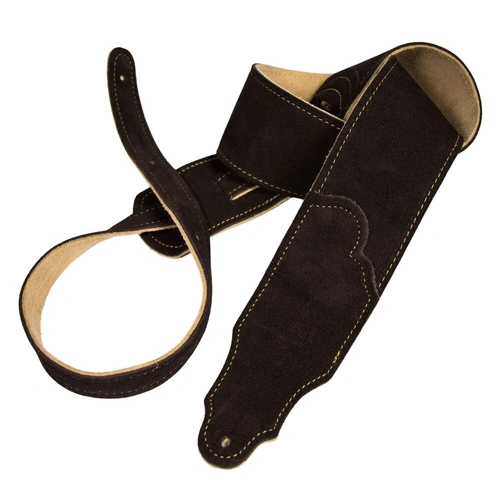 Franklin Original 2.5" Chocolate Suede Guitar Strap with Gold Stitching