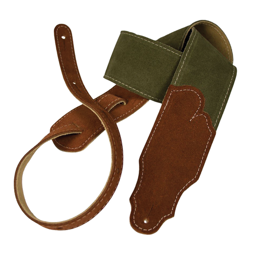 Franklin Sedona 2.5" Olive Suede Guitar Strap with Rust End Tabs