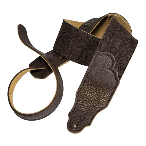 Franklin 2.5" Chocolate Suede Guitar Strap with Pebbled Leather End