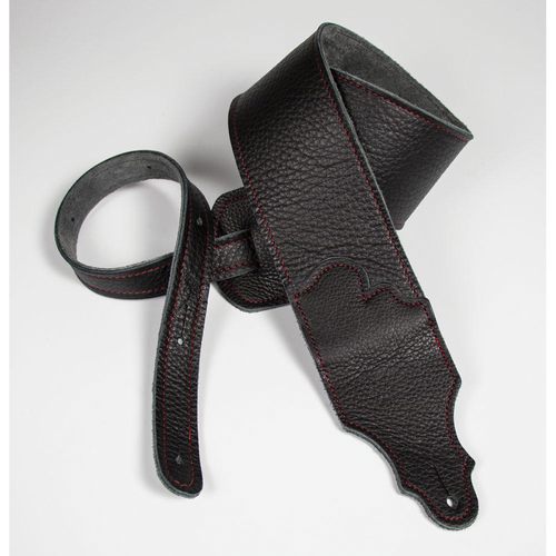 Franklin Original 3" Black Glove Leather Guitar Strap with Red Stitching