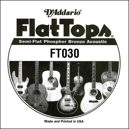 D'Addario FT030 Semi-Flat Phosphor Bronze Acoustic Guitar Single String, .030