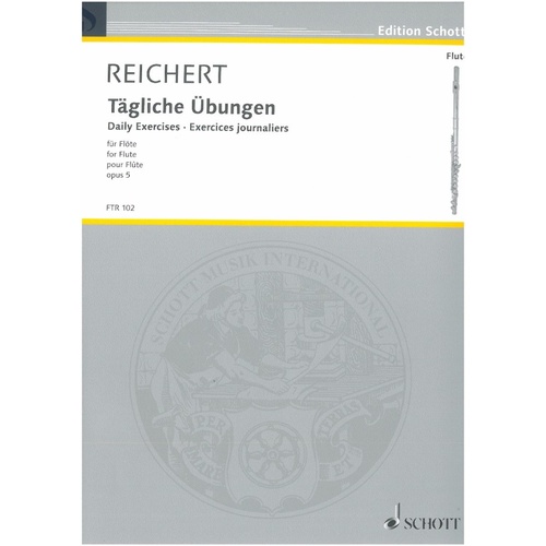 Reichert Daily Exercises Op. 5 for Flute - Schott Music, 20 Pages