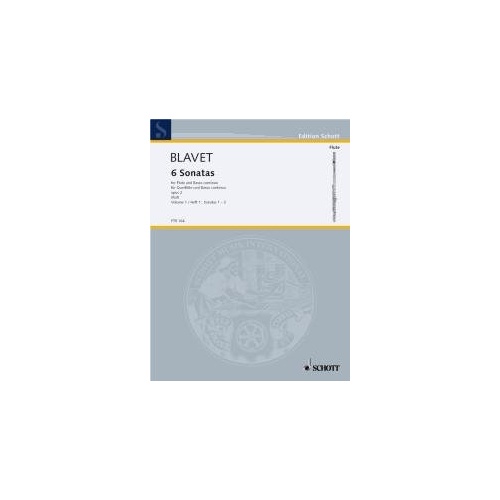 Blavet - Six Sonatas Op. 2 Vol. 1 Nos. 1-3 for Flute/BC, 82 Pages, Published by Schott Music