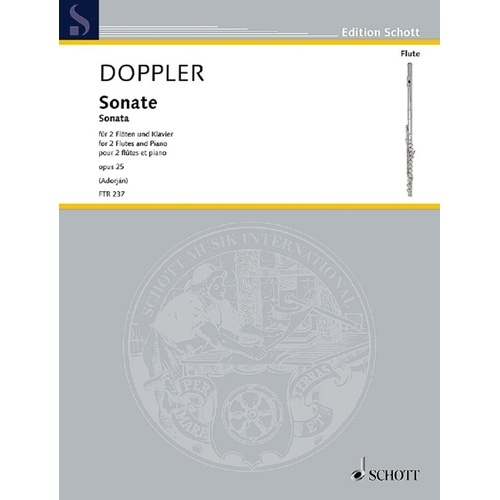 Doppler - Sonata Op. 25 for 2 Flutes and Piano, 80 Pages, Schott Music, Il Flauto traverso Series