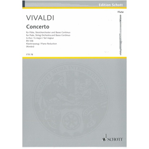 Vivaldi Concerto in G Major RV 436 for Flute and Piano, 25 Pages, Schott Music