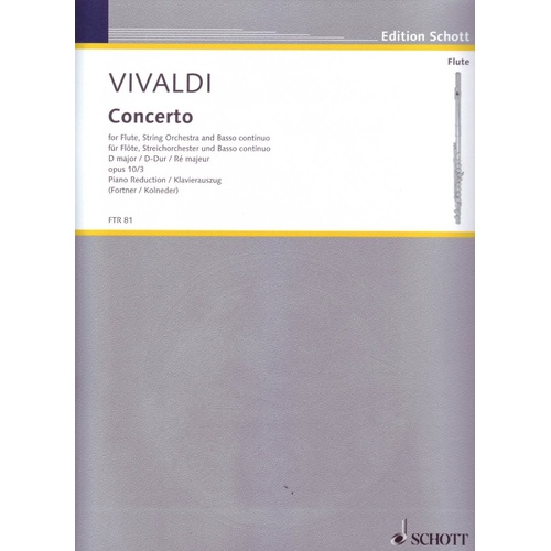 Concerto No. 3 D Major, Op. 10/3 for Flute and Piano by Antonio Vivaldi, Edited by Walter Kolneder, Schott Music, 20 Pages