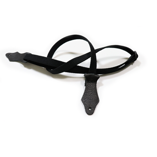 Franklin 5/8" Black Cotton Ukulele Strap with Leather Ends