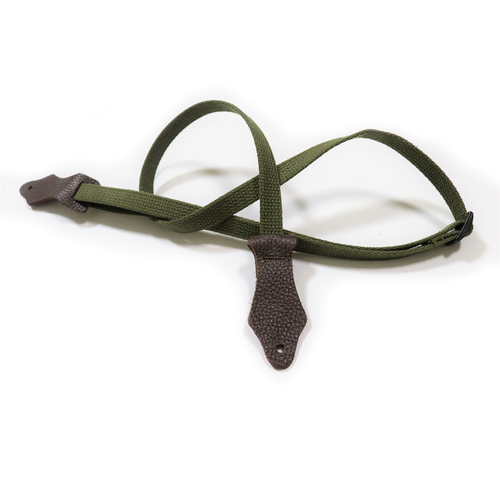 Franklin 5/8" Olive Cotton Ukulele Strap with Chocolate Leather Ends (UK2-OL)
