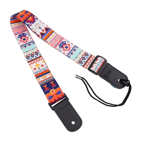 Fretz FUST-G43 Patterned Ukulele Strap with Microfiber Leather Ends, Adjustable up to 47"
