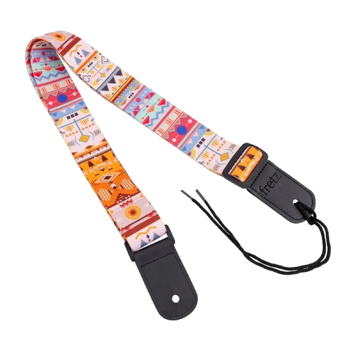 Fretz FUST-G45 Patterned Ukulele Strap with Microfiber Leather Ends, Adjustable up to 47"