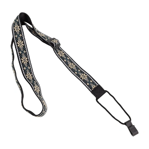 Fretz FUST-JC61HK Patterned Polyester Ukulele Strap - Beige/Green, Adjustable 1" Wide, Up to 35" Length, Molded Plastic Hook