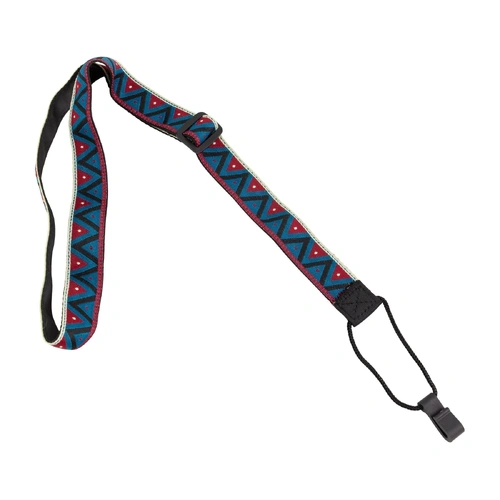 Fretz FUST-JC62HK Patterned Polyester Ukulele Strap - Blue/Red, Adjustable up to 35"