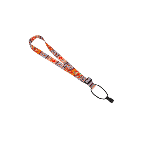 Fretz 1" Orange Print Ukulele Strap with Sound Hole Clip