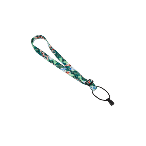 Fretz 1" Green Print Neck Ukulele Strap with Sound Hole Clip